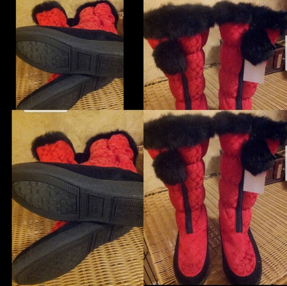 SOLD** NEW SIG C MID HIGH WINTER BOOTS REAL BLACK RABBIT FUR SIZE 6.5 - Picture 9 of 12